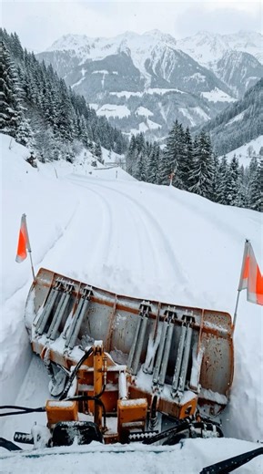POV Snow Plow Clears a Mountain Road After Heavy Snowfall ❄️🚜 #snow #winter #snowstorm #snowday