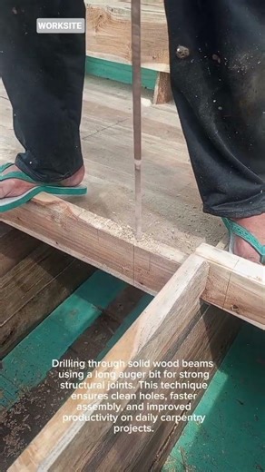 Fast Wood Beam Drilling with Auger Bit | Real Carpentry Job USA