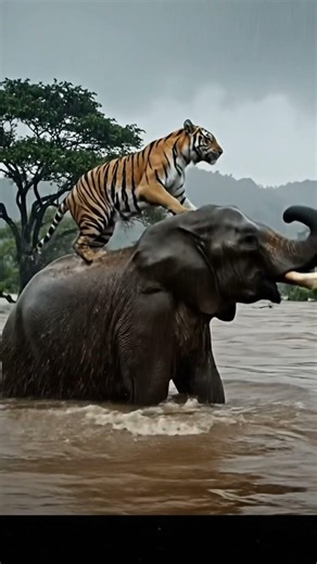 The Elephant and the Tiger: An Unlikely Rescue. #foryou #animation #zoostory #nature #elefant #tiger