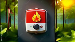 fire alarm clipart isolated on nature background Stock Video