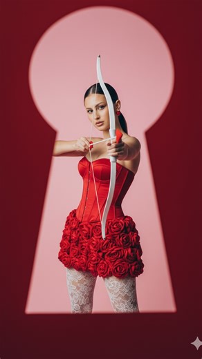 Юлія•Мама 2х•UGC креатор•Reels мейкер•Контент•Монтаж•Співпраця on Instagram: "Інструкція ❤️‍🔥 дівчата, не дякуйте 🫰🏼 Використай цей промт у Google AI Studio (NanoBanana): Ultra-realistic Y2K high-fashion editorial, portrait format 9:16. Use uploaded reference image for exact face replication. Camera shoots through a large red paper keyhole cut-out filling the foreground; edges slightly blurred, creating strong depth. Inside the opening: woman centered against a smooth pastel-pink studio backg