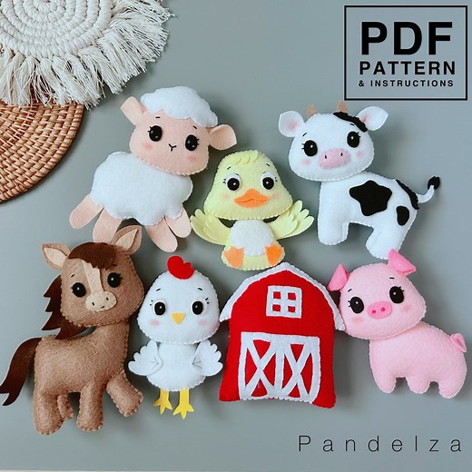 Felt Farm Animals Sewing Pattern Set (PDF Pattern) - Etsy