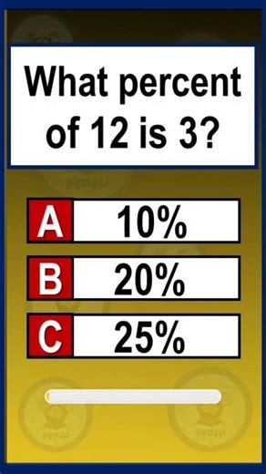 Math Quiz: What percent of 12 is 3? #shorts #maths