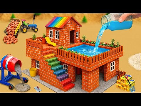 DIY Construction Science Project - Building a Modern 2-Story Fireproof House With Bricks and Cement