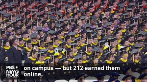 53K views · 756 reactions | WATCH: These students got their master's degrees in computer science from a top-10 program, Georgia Tech. Graduation day marked their first time on campus, thanks to the school's cheaper online program. Hari Sreenivasan reports. | PBS NewsHour | Facebook