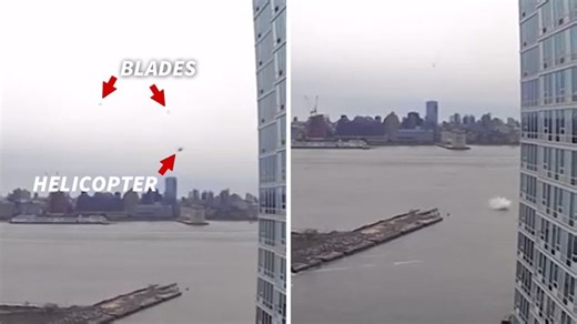 Helicopter Parts Fly Off Before River Impact