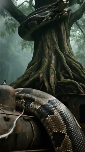 we found a giant python on top wrapped around an abandoned train