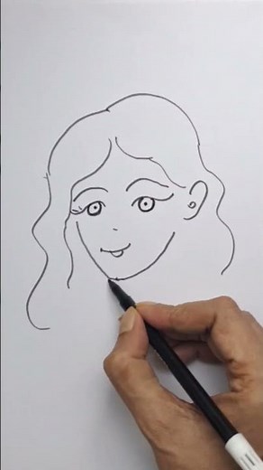How to draw easy simple cartoon girl. For beginners #drawingtutorial #art