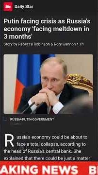 Putin facing crisis as Russia's economy 'facing meltdown in 3 months'