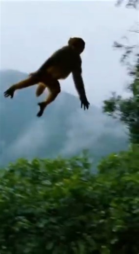 Monkey Descent in a Mountain Forest​​ #animallife #monkey #animals #monkeychallenge #babyanimal