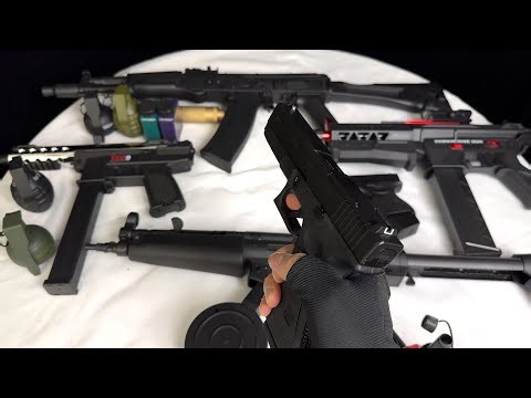 Toy Gel blaster AK74M, Glock 17, TEC-9, MP5--Realistic Toy Guns Collection