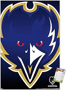 Trends International NFL Baltimore Ravens - Logo 14 Wall Poster, 22.375" x 34", Premium Poster & Mount Bundle