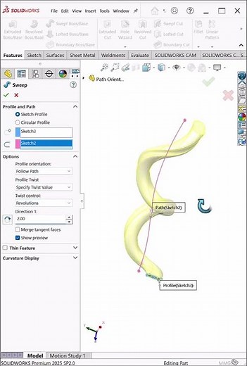 Twisted Sweep in SolidWorks | Advanced Sweep Tutorial #shorts