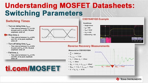 Understanding MOSFET Datasheets: Switching Parameters | Video | TI.com