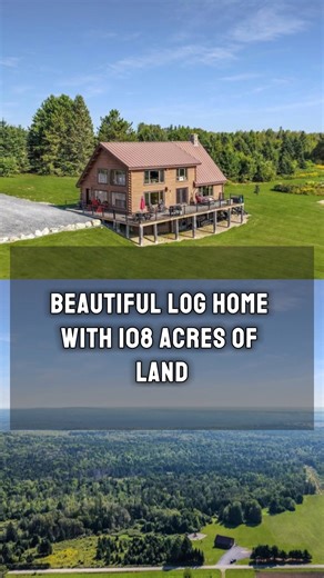 108 Acres | Private Log Estate A handcrafted log home surrounded by woodland and open ground — trails, tillable land, and quiet space in every direction. Cathedral ceilings, a stone fireplace, and a wraparound deck overlook your private acreage. Gardens, projects, or peaceful mornings… All within your own land. | Living in Nature