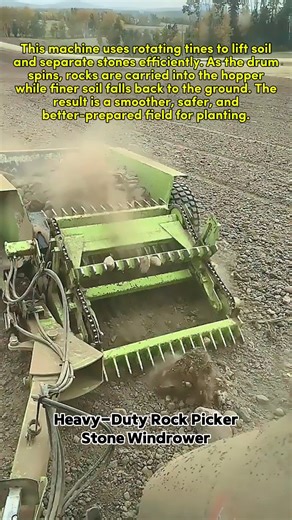 Heavy-Duty Rock Picker in Action #farming #soilprep #machinery