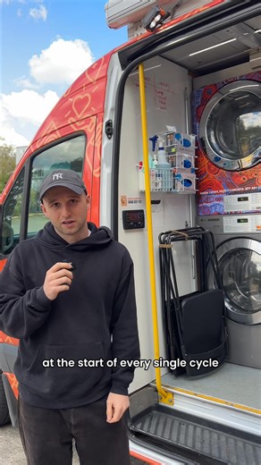 Have you ever seen a van that can provide mobile laundry and showers? Take a peek into Laurie - one of 12 hybrid vans that travel across the country to provide clean laundry, warm showers and moments of connections for those doing it tough 🙌🏻 | Orange Sky Australia