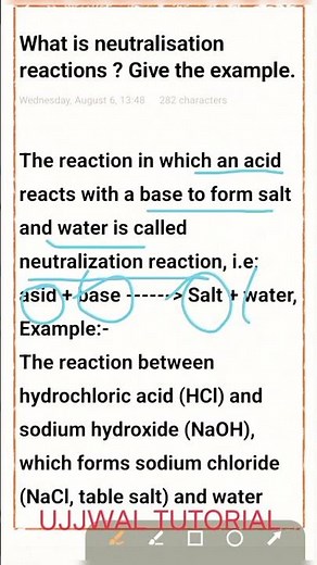 What is neutralisation reactions ? Give the example.