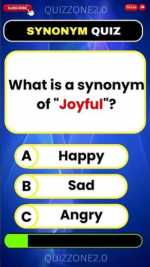 What is the Synonym of “Joyful”? 😊 | English Quiz #Shorts