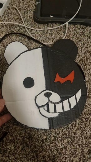 Making Monokuma into a mask! #shorts #art #mask #danganronpa