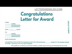 Congratulations Letter For Award - Achievement Congratulations Letter for Award in Office