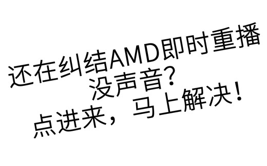 让我头疼的AMD及时重播没声音终于弄好了！