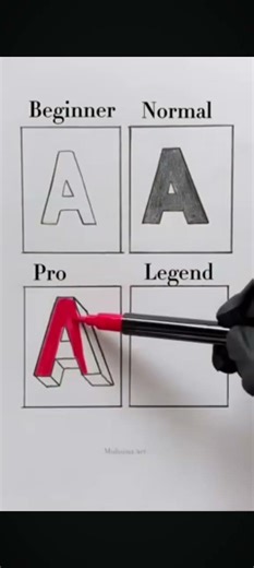 Art of A alphabet Beginner Vs Expert Drawing Tutorial 😱 #shorts #craft #art #drawing #shortsfeed