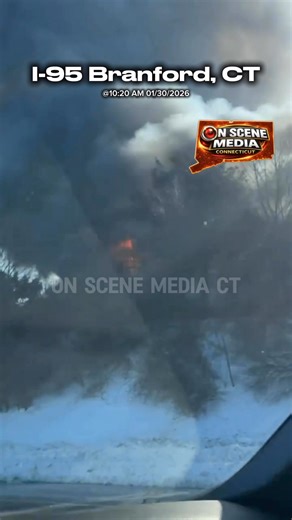 @10:20 AM 01/30/2026- Branford Fire Department was on scene battling a structure fire. Videos captured from I-95 in Brandford | On Scene Media New Haven County