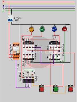 Reverse and forward Dol starter control wiring for three phase motor #dolstarter #motorstarter