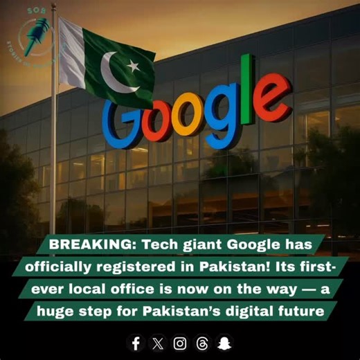  #BREAKING: Tech giant Google has officially registered in Pakistan!  Its first-ever local office is now on the way — a huge step for Pakistan’s digital future! ✨ #Google #Pakistan #TechNews #DigitalPakistan #BreakingNews #Innovation #StartupEcosystem | Stories Of Balochistan | Facebook