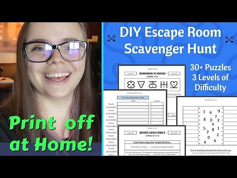 DIY ESCAPE ROOM you can PRINT AT HOME! Scavenger Hunt style with over 30 Puzzles and Ciphers!