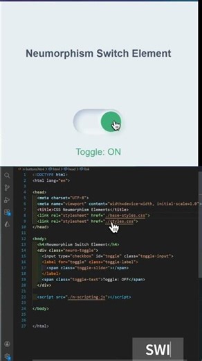 CSS & HTML NEOMORPHISM SWITCH #coding #html #html5 #css #frontend #webdevelopment #webdesign