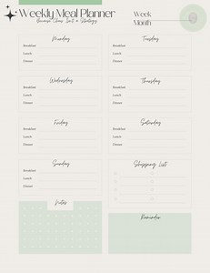 Weekly Menu Planner | Meal Prep Organizer | Printable Meal Plan Template | PDF Download - Etsy UK