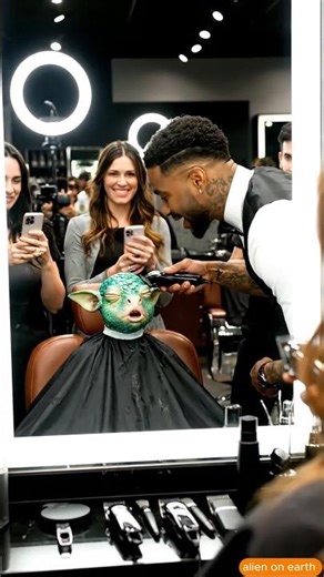 Alien Gets a Haircut... But He Has No Hair 🤣💈 #shorts