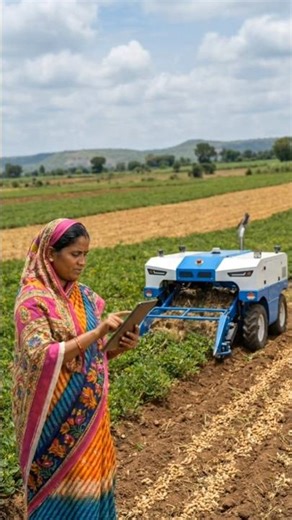 Smart Farming Technology in India | Woman Farmer Using Modern Agriculture Machine