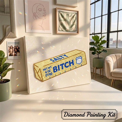 Salty Bitch Diamond Painting Kit, DIY Crystal Art Canvas, Streetwear Home Decor, Sparkly Rhinestone Wall Art, 5D Diamond Embroidery Set - Etsy
