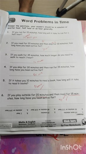 #2383- Math- Time Worksheets - Saratha grade 3