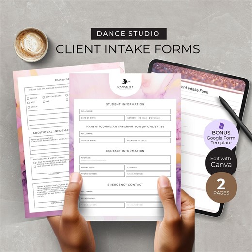 Dance Studio Student Intake Form Template, Kids Dance Classes Registration Documents, Dancer Coaching Doc, Dancing Teacher Google Form, DS2 - Etsy