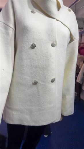 Double-breasted coat with a shawl collar available in white🫶🏻#lunicollection #fyp #🇳🇵 #foryoupage #winter