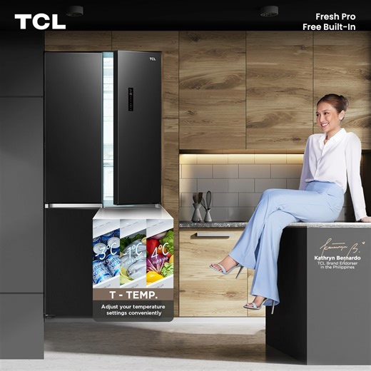 Transform your kitchen into a modern culinary haven with the sleek and efficient TCL Free Built-In Refrigerator just like Kathryn. Featuring advanced T-Temp drawer technology, it allows you to easily adjust temperature settings to suit your groceries perfectly. #TCLPerfectFitUltraFresh #TCLFreeBuiltInRef #TCLInspireGreatness #TCLPhilippines | TCL Electronics