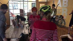 What happens when a retired librarian and her crew tour all 36 branches by bicycle for our annual Where’s Waldo challenge? We roll out the red carpet, break out the Martinelli’s, and celebrate our champions! | San Diego Central Library