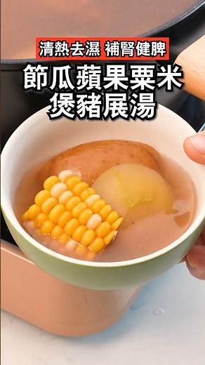 家常湯水｜補腎健脾｜清熱去濕｜節瓜蘋果粟米煲豬展湯