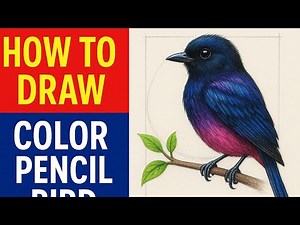 Realistic Bird Drawing Tutorial | How to Draw a Colorful Bird with Colored Pencils”