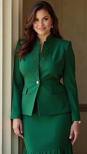 Elegant Skirt Suits for Plus-Size Ladies | Blush Pink & Emerald Green Wedding Guest Looks