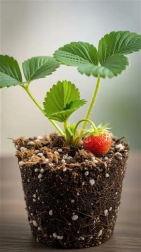 strawberry plant in pot #shorts #strawberry stra