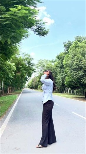 Myntra Outfit Haul 🤍 Blue Shirt + Black Wide Leg Pants | Casual Chic Look #shorts