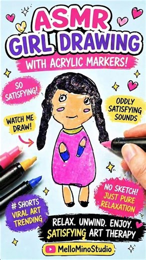 Cute Girl Drawing with Acrylic Markers 😍✨ #asmr #shorts