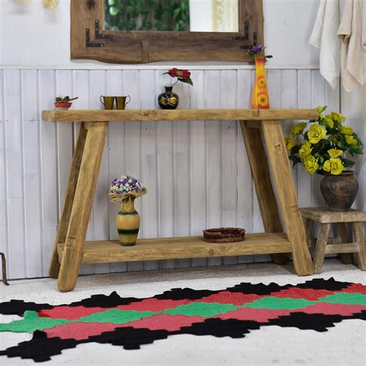 Handmade Reclaimed Wood Console Table, Rustic Farmhouse Entryway - Etsy