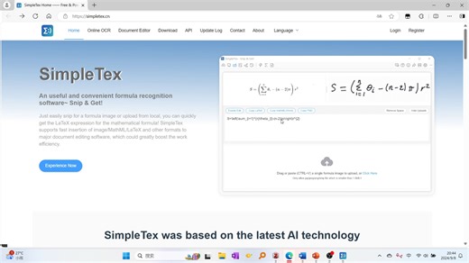 免费的公式识别软件---SimpleTex