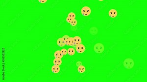 Sad emoji, tear, chroma key greenbox green background for transparent use